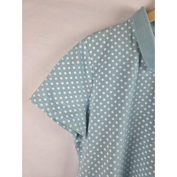 Tommy Hilfiger Womens Polo Golf Shirt Size XXL Light Blue Polka Dot Short Sleeve - Picture 3 of 10